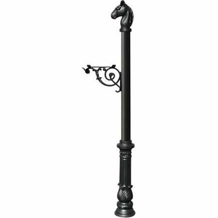 LEWISTON Support Bracket Post System with Ornate Base & Horsehead Finial, Black LPST-701-BL